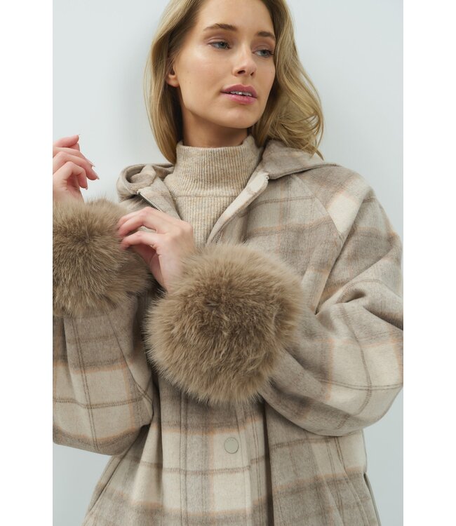 YAYA Faux fur cuffs - PURE CASHMERE GREY
