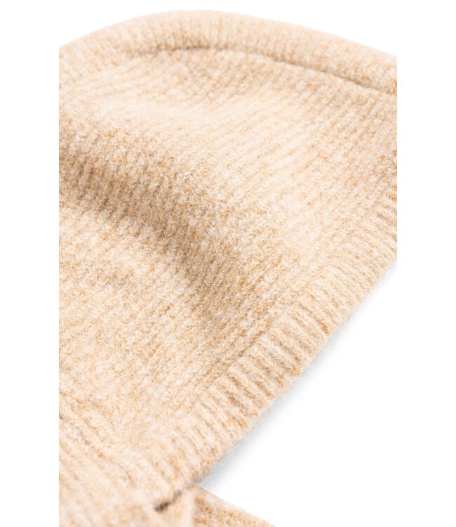 YAYA Knitted scarf hoodie - DARK BEIGE MELANGE