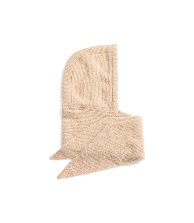 YAYA Knitted scarf hoodie - DARK BEIGE MELANGE