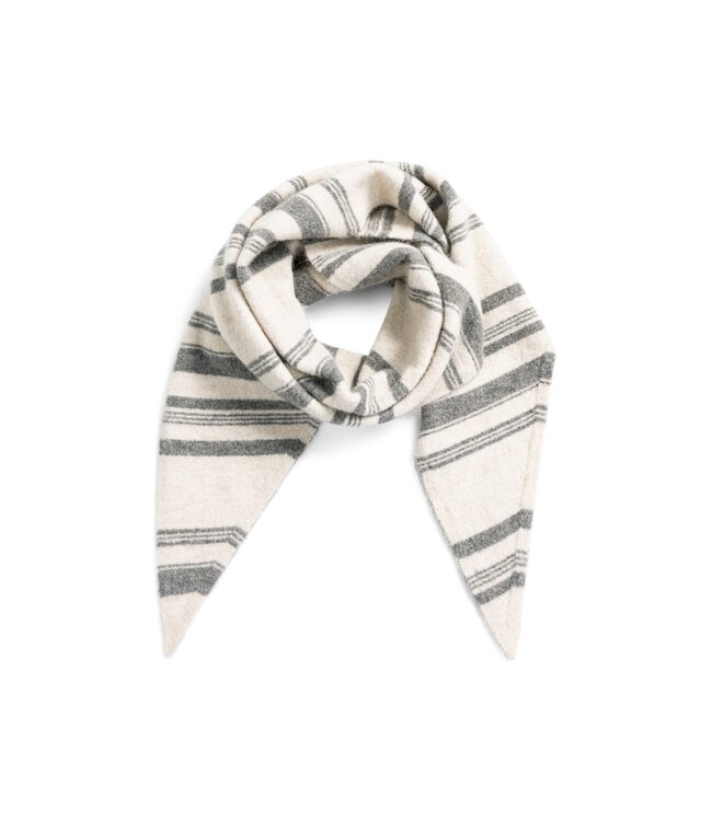 YAYA Soft knitted scarf with self fringes - OFF WHITE DESSIN