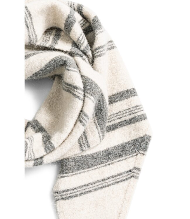 YAYA Soft knitted scarf with self fringes - OFF WHITE DESSIN