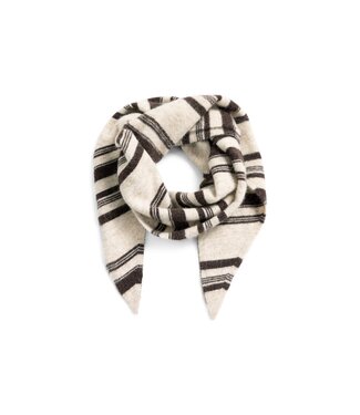 YAYA Soft knitted scarf with self fringes - LIGHT BEIGE DESSIN