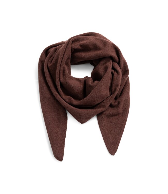 YAYA Knitted triangle scarf - BITTER CHOCOLATE RED