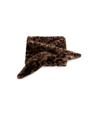 YAYA Faux fur leopard scarf - COCOA BROWN DESSIN