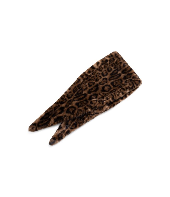 YAYA Faux fur leopard scarf - COCOA BROWN DESSIN