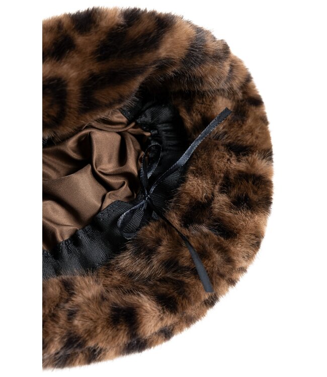 YAYA Faux fur leopard bucket hat - COCOA BROWN DESSIN