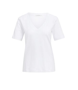 YAYA Basic T-shirt with V-neck and short sleeves - PURE WHITE