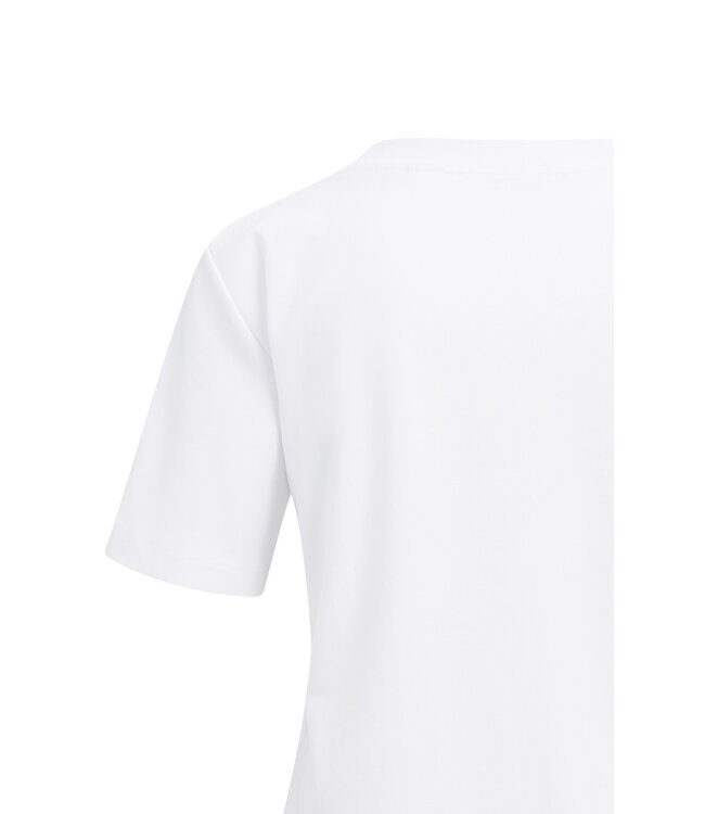YAYA Basic T-shirt with V-neck and short sleeves - PURE WHITE