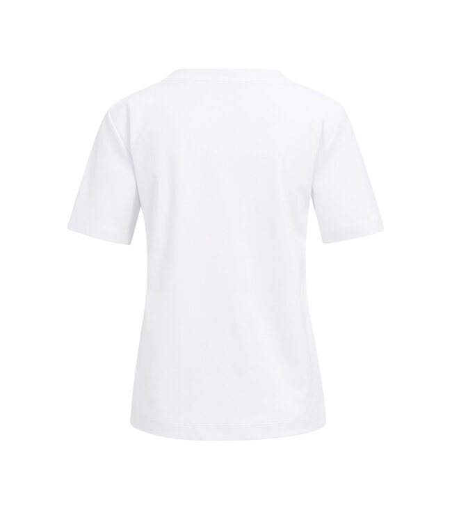 YAYA Basic T-shirt with V-neck and short sleeves - PURE WHITE
