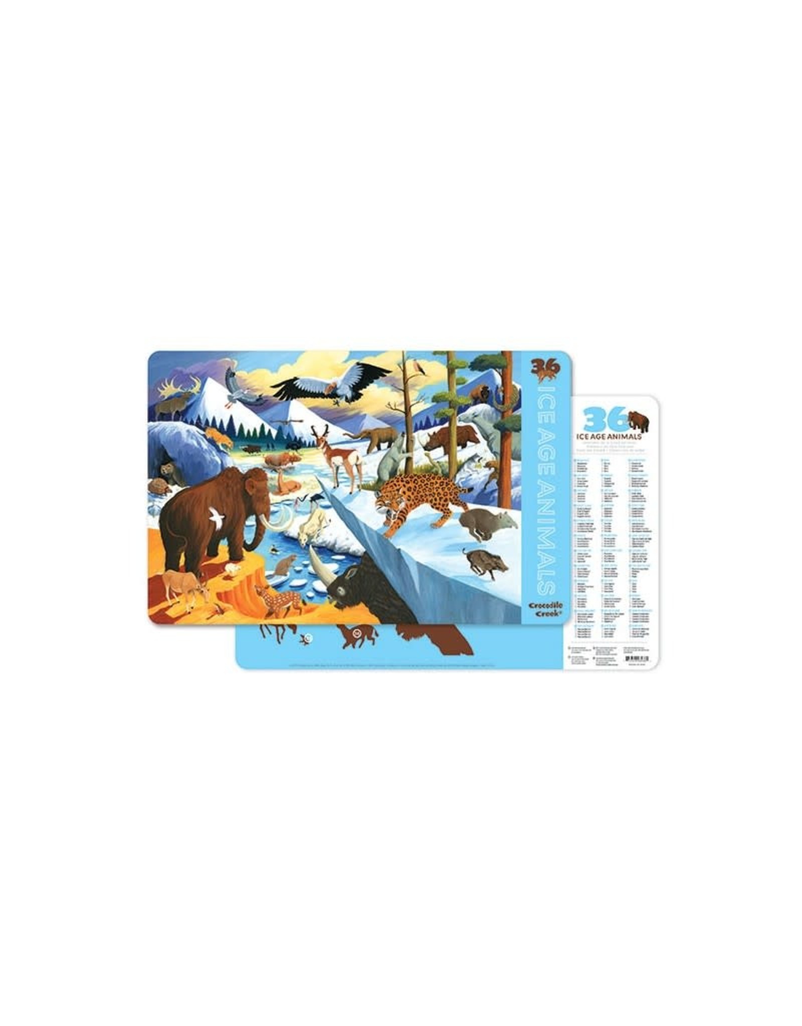 Crocodile Creek Placemat "36 Ice Age Animals"