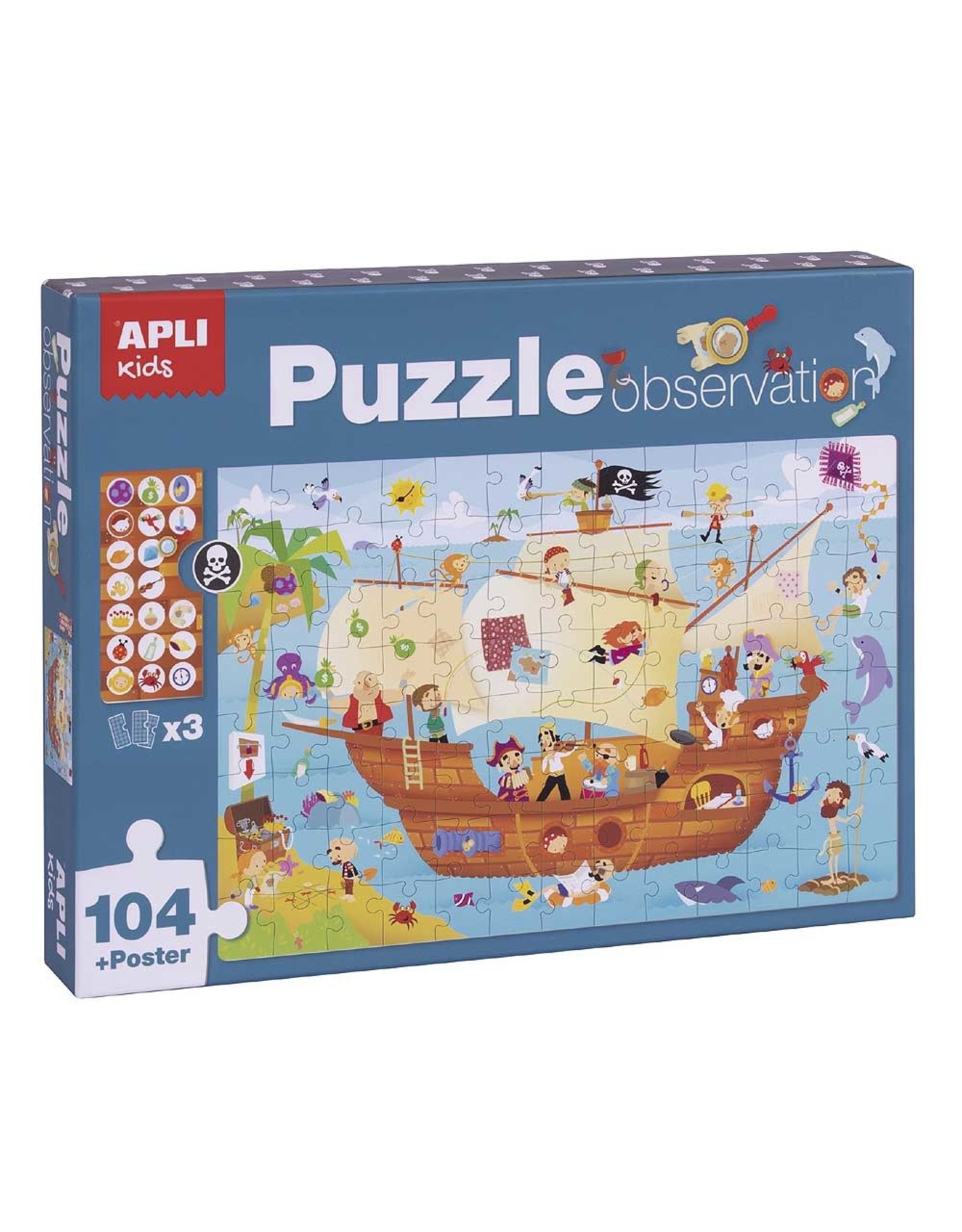 APLI Observeer Puzzel "Piratenschip" 104-delig