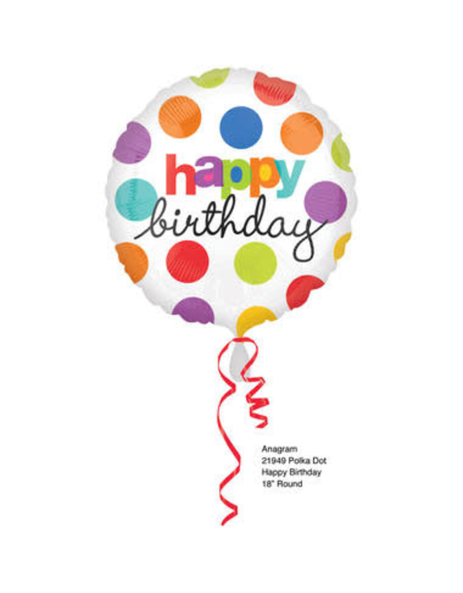 "Happy Birthday" Polka Dots Folie Ballon