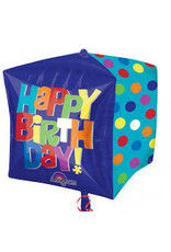 "Happy Birthday" Dots Cubez Folie Ballon