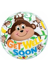 Qualatex "Get Well Soon" Monkey Bubbles Folie Ballon