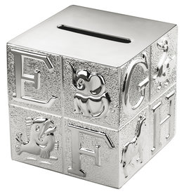 Zilverstad Verzilverde Spaarpot Kubus ABC