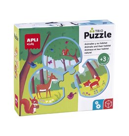 APLI Trio Puzzel "Dieren" 8 x 3 stukjes