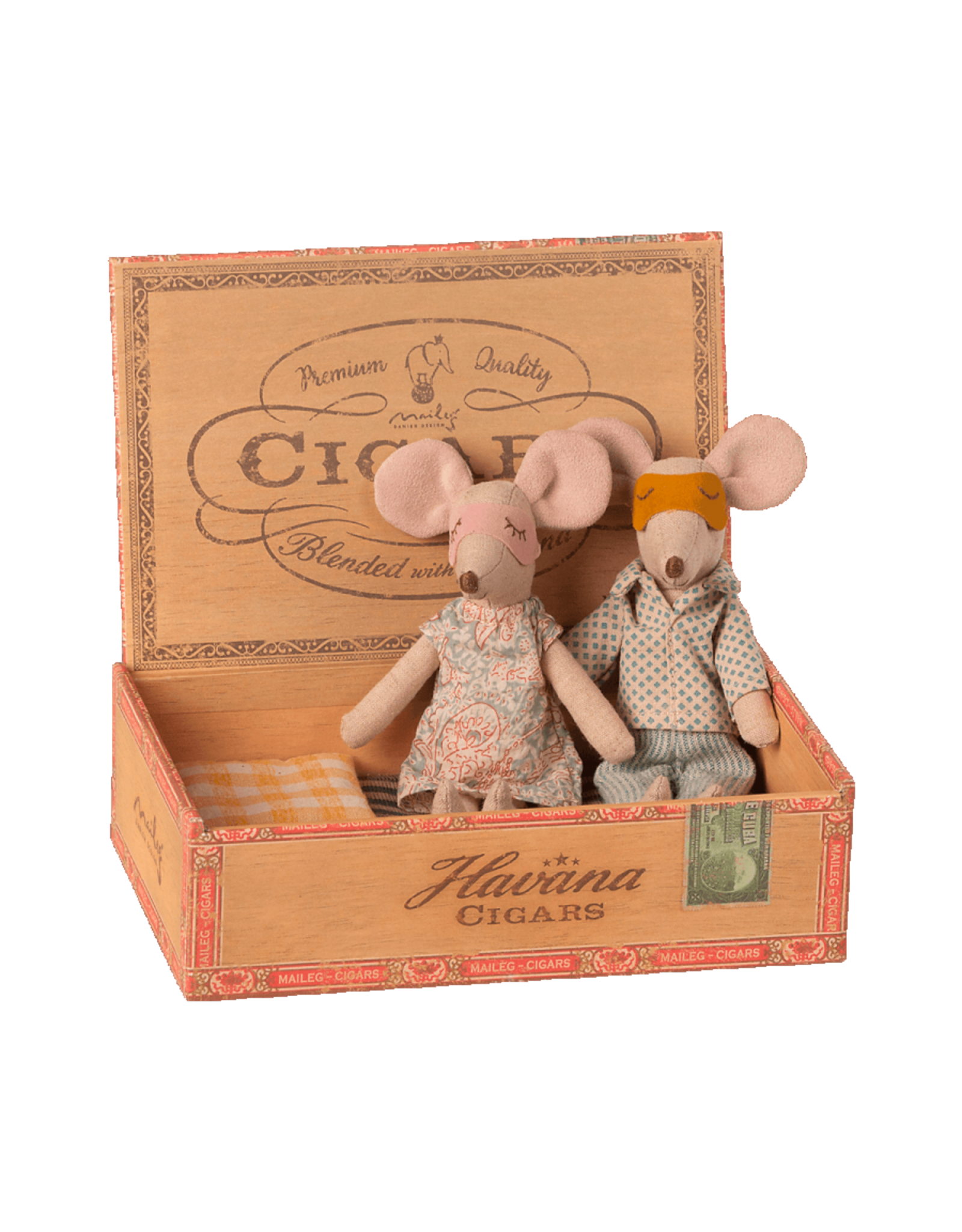 Maileg Mum & Dad Mice in Cigarbox