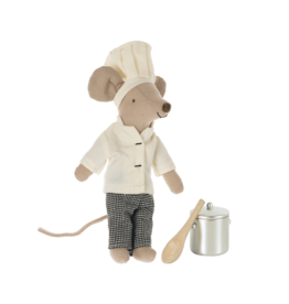 Maileg Chef Mouse with soup pot and spoon