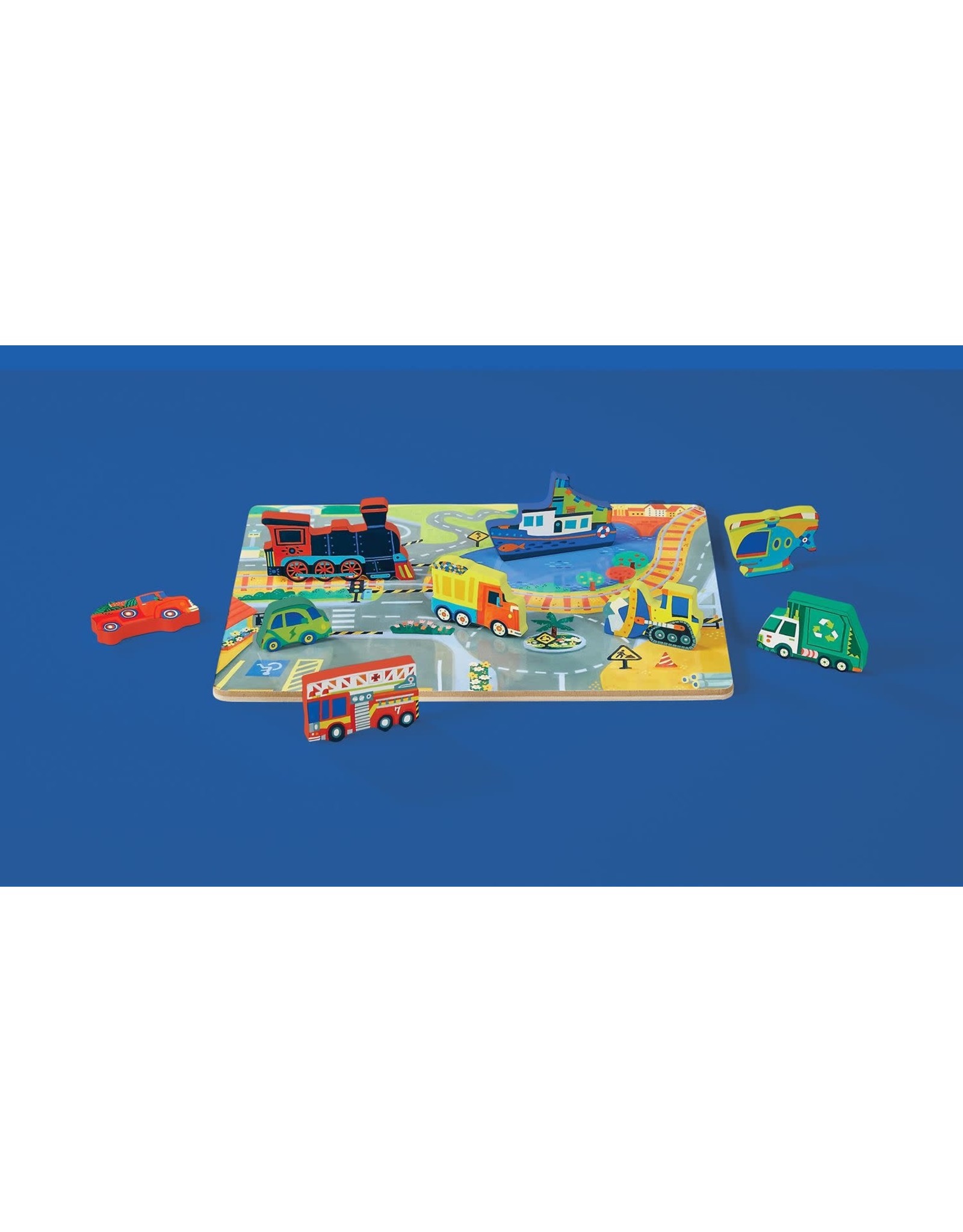 Crocodile Creek Wood Puzzle + Playset "Things that go"