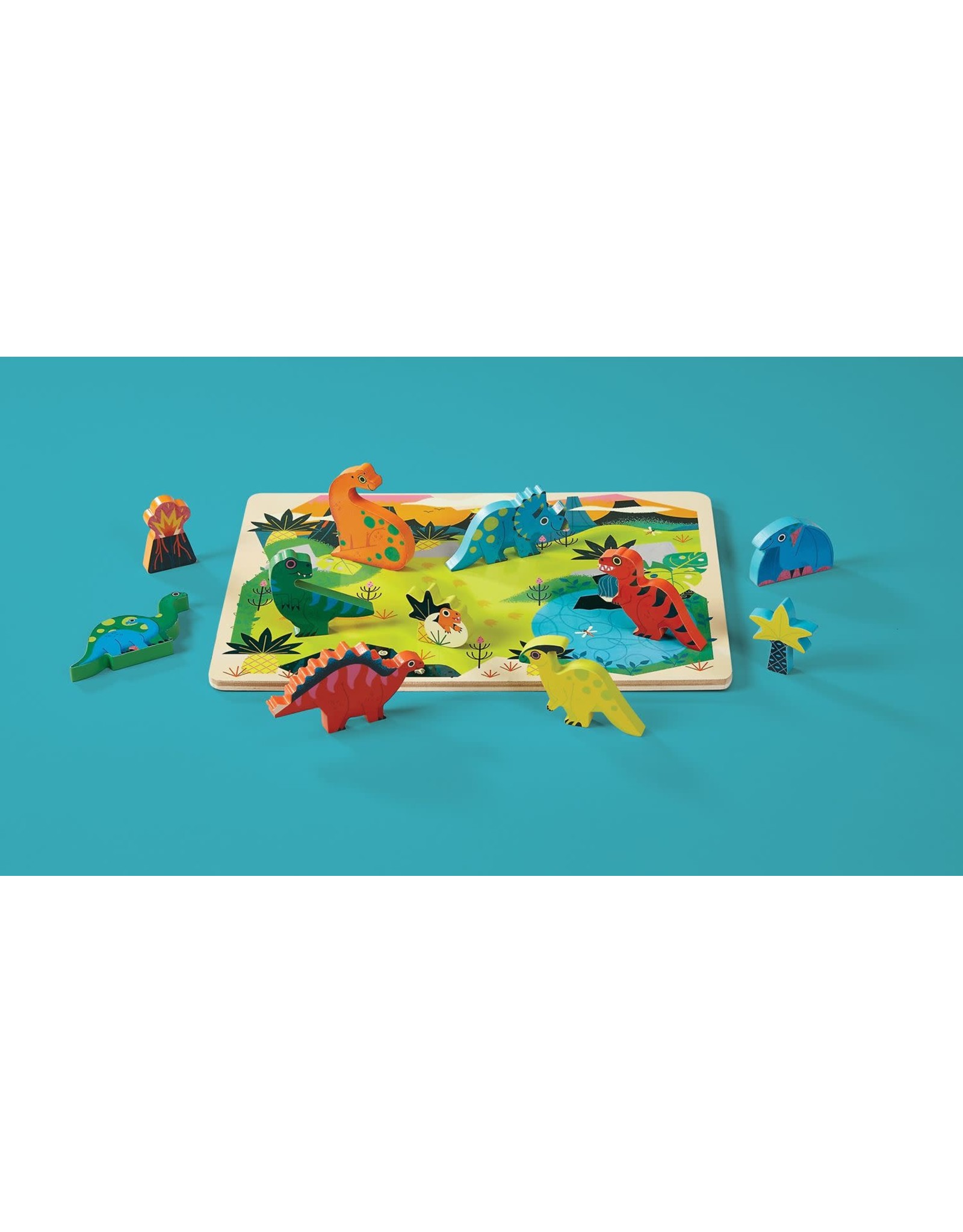 Crocodile Creek Wood Puzzle + Playset "Dinosaurs"