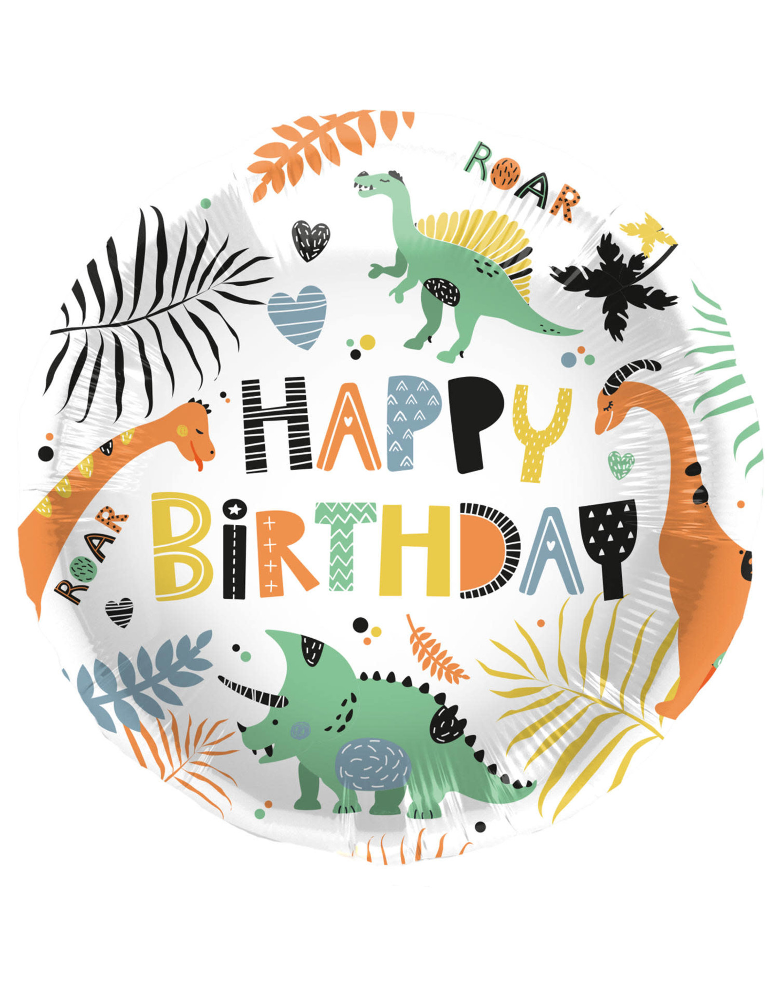 "Happy Birthday" Dino Roars Foil Balloon