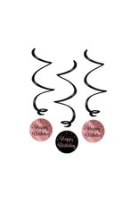 Swirl Deco Rose/Black - Happy Birthday