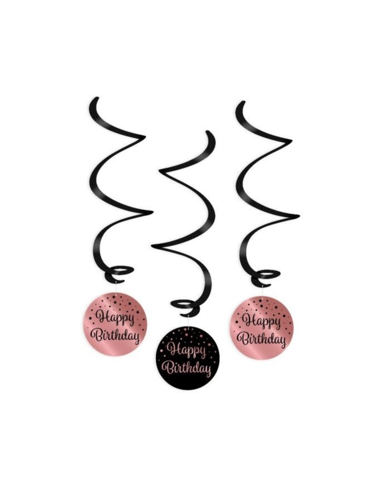 pd party Happy Birthday Rose/Black Swirl Deco