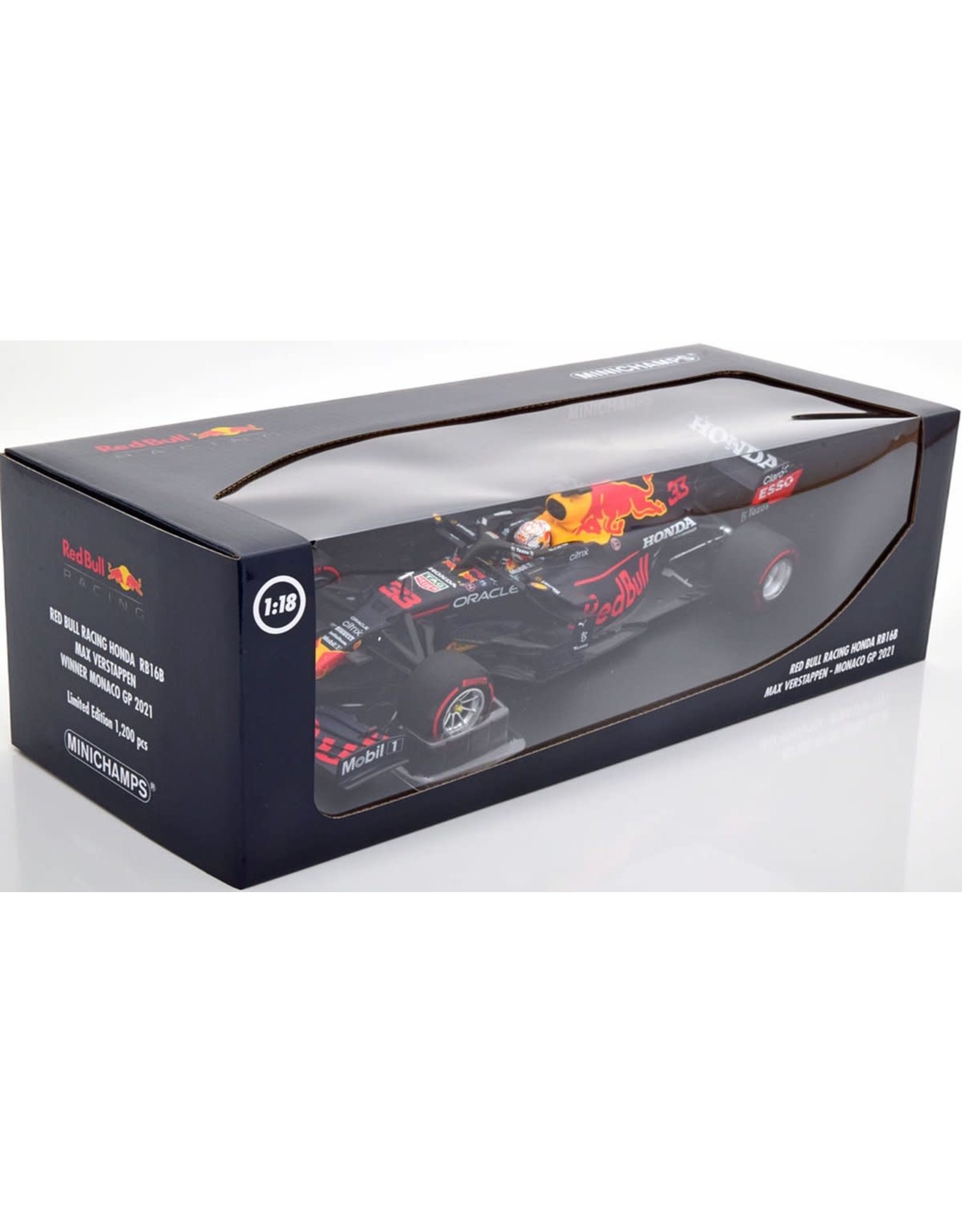 Minichamps 1:18 Red Bull Racing RB16B M. Verstappen - Monaco Grand Prix Winner 2021