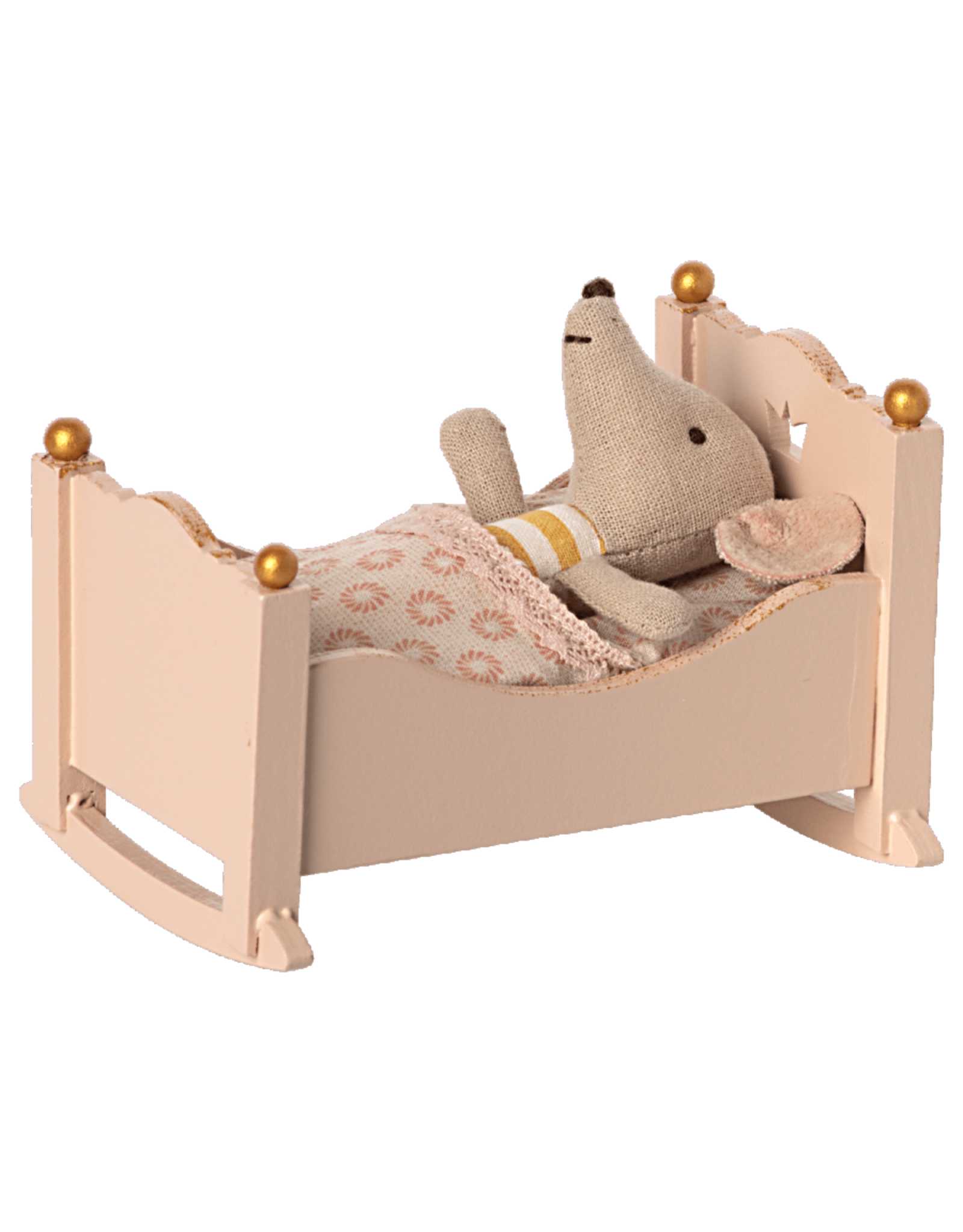 Maileg Cradle Baby Mouse - Rose