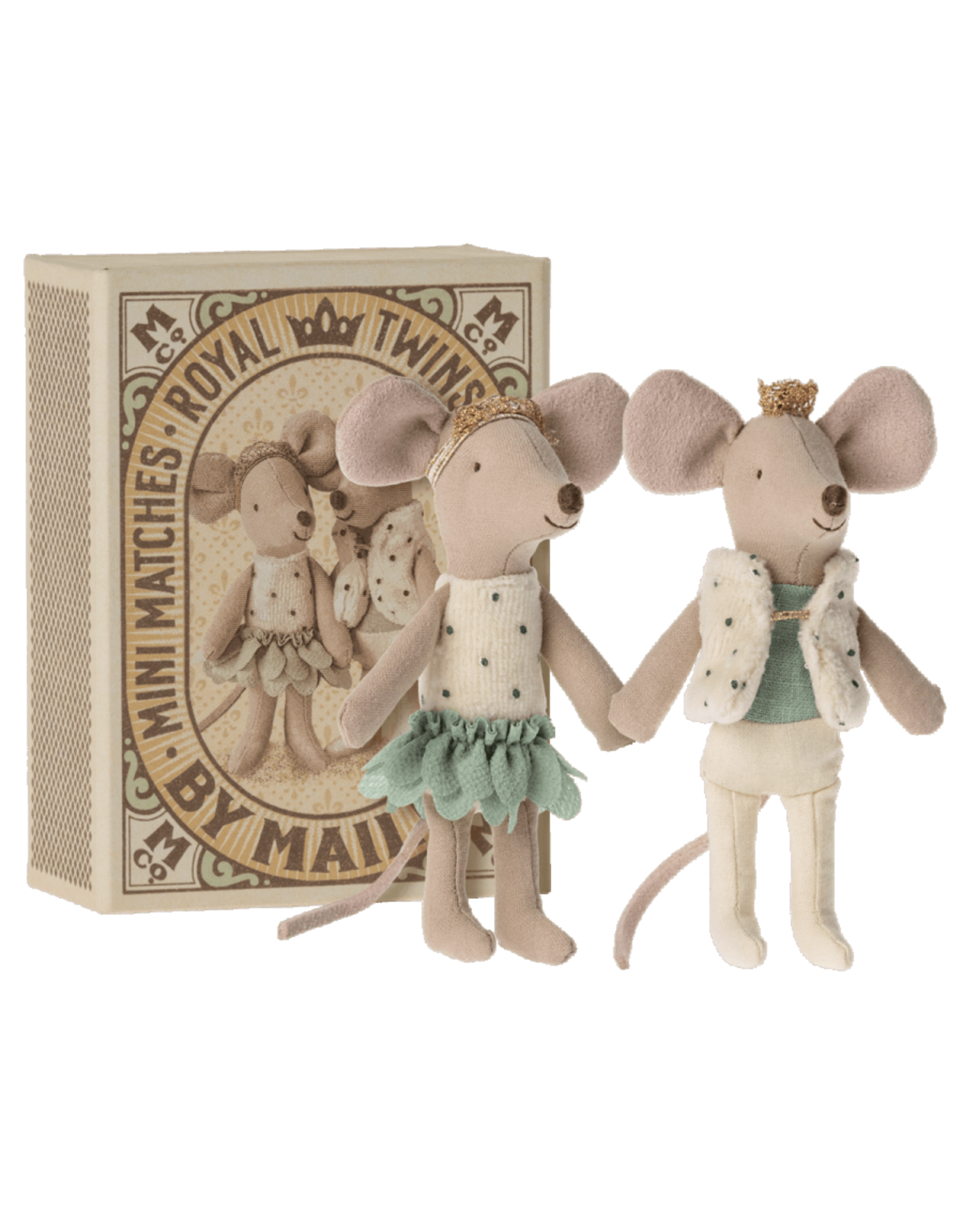 Maileg Royal Twin Mice Little Brother and Sister in Matchbox