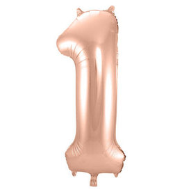 pd party Number Foil Balloon Rose - Cijfer 1