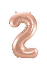 Number Foil Balloon Rose - Cijfer 2
