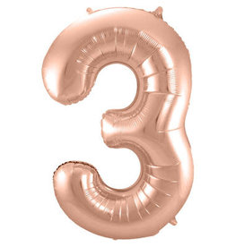Number Foil Balloon Rose - Cijfer 3