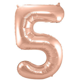 Number Foil Balloon Rose - Cijfer 5