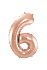 Number Foil Balloon Rose - Cijfer 6