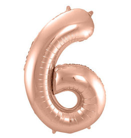Number Foil Balloon Rose - Cijfer 6