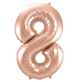 Number Foil Balloon Rose - Cijfer 8