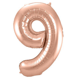 Number Foil Balloon Rose - Cijfer 9