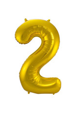 pd party Number Foil Balloon Gold - Cijfer 2