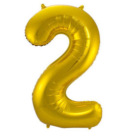 pd party Number Foil Balloon Gold - Cijfer 2