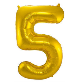 pd party Number Foil Balloon Gold - Cijfer 5