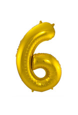 Number Foil Balloon Gold - Cijfer 6