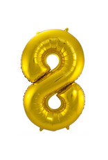 Number Foil Balloon Gold - Cijfer 8