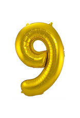 Number Foil Balloon Gold - Cijfer 9