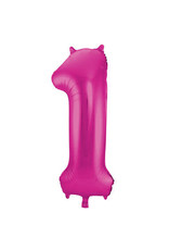 Number Foil Balloon Magenta - Cijfer 1