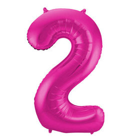 Number Foil Balloon Magenta - Cijfer 2