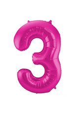 Number Foil Balloon Magenta - Cijfer 3