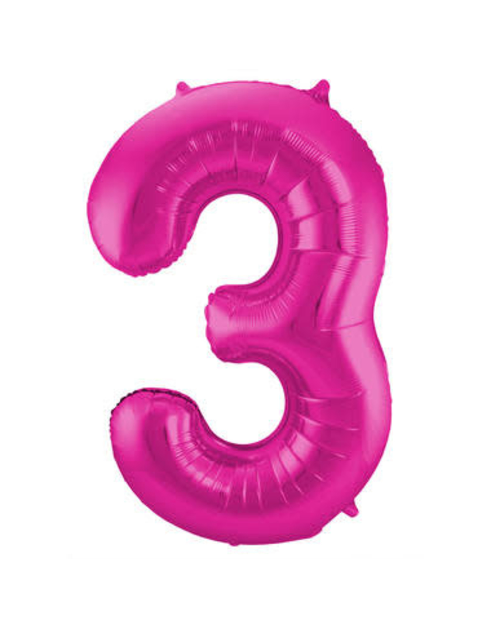Number Foil Balloon Magenta - Cijfer 3
