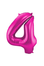 Number Foil Balloon Magenta - Cijfer 4