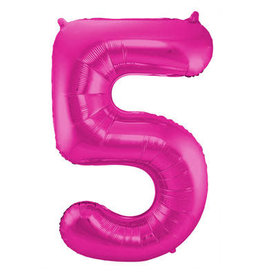 Number Foil Balloon Magenta - Cijfer 5